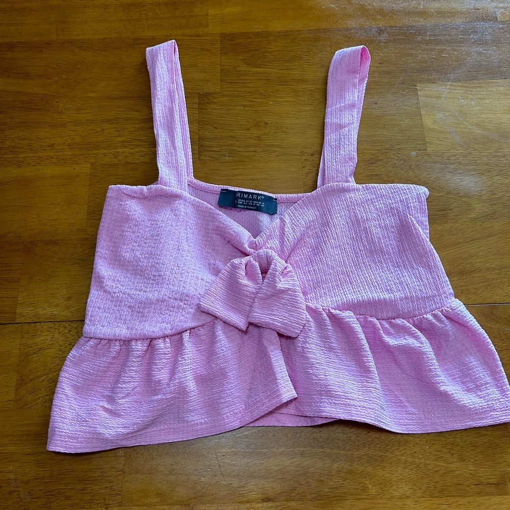 Pink Ribbed Crop Top